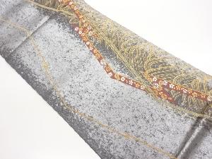 引箔松皮花譜青海文織出し袋帯